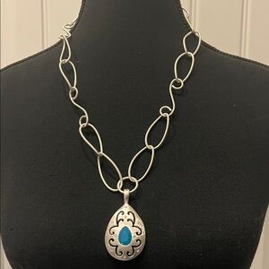 Brighton Silver Necklace with Turquoise Pendant